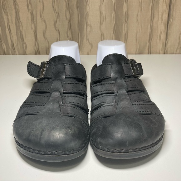 Tatami Birkenstock Women’s 8 Men's 6 Black Leather Clogs Mules Slip On - Picture 2 of 16